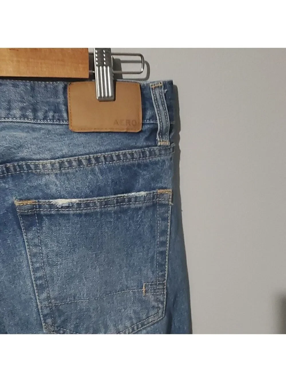 Aero jeans men's size 29/30 blue slim‎ distressed demin medium blue